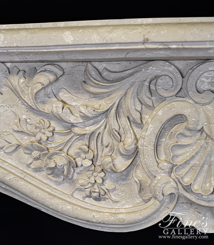 Marble Fireplaces  - Rococo Era Mantel In Italian Perlato Royal Marble - MFP-2264